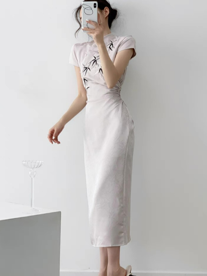 Xin Lan Bamboo Printing Cheongsam