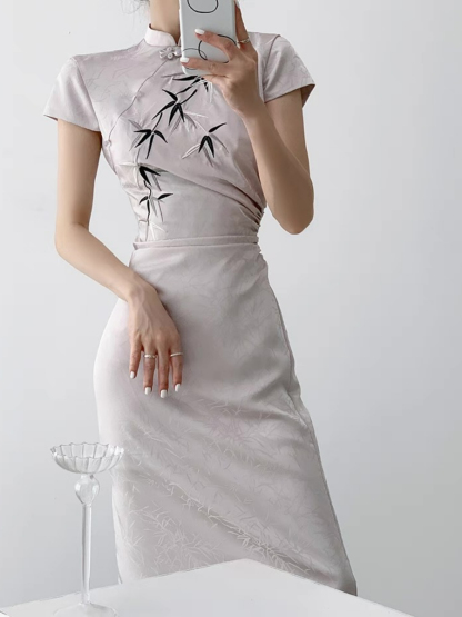 Xin Lan Bamboo Printing Cheongsam