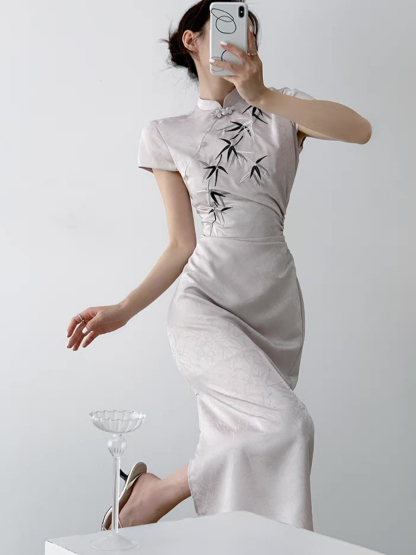 Xin Lan Bamboo Printing Cheongsam