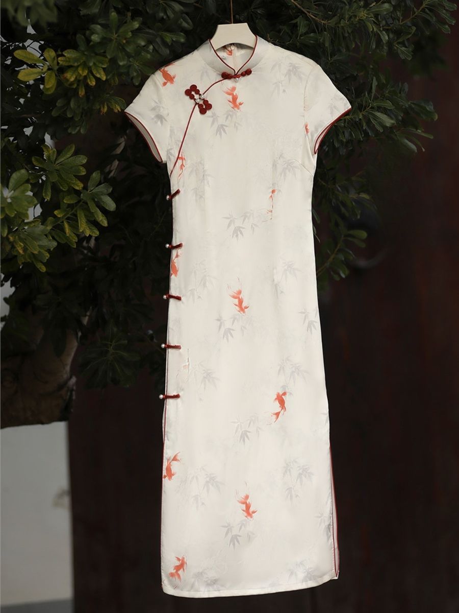 Yun Ce Koi Print Short Sleeve Cheongsam