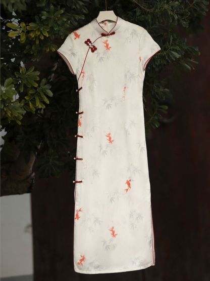 Yun Ce Koi Print Short Sleeve Cheongsam