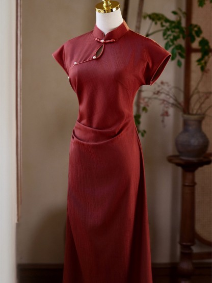 Yun Ao Draped Cap Sleeve Cheongsam