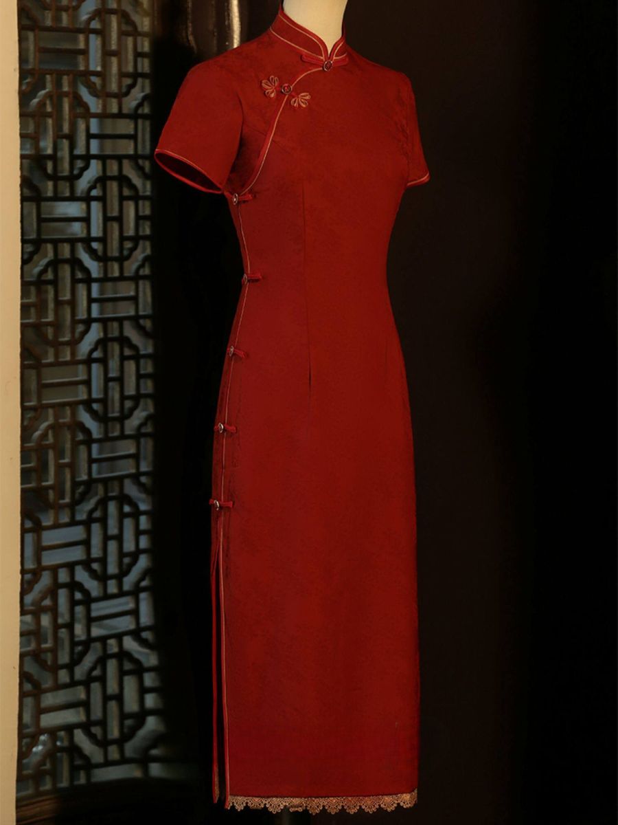 Yun Cen Jacquard Short Sleeve Cheongsam