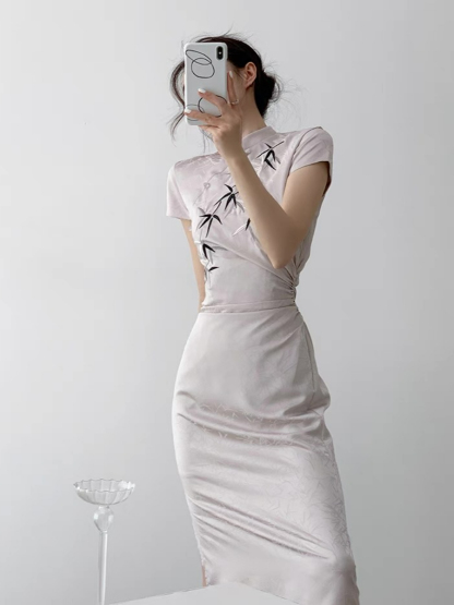 Xin Lan Bamboo Printing Cheongsam