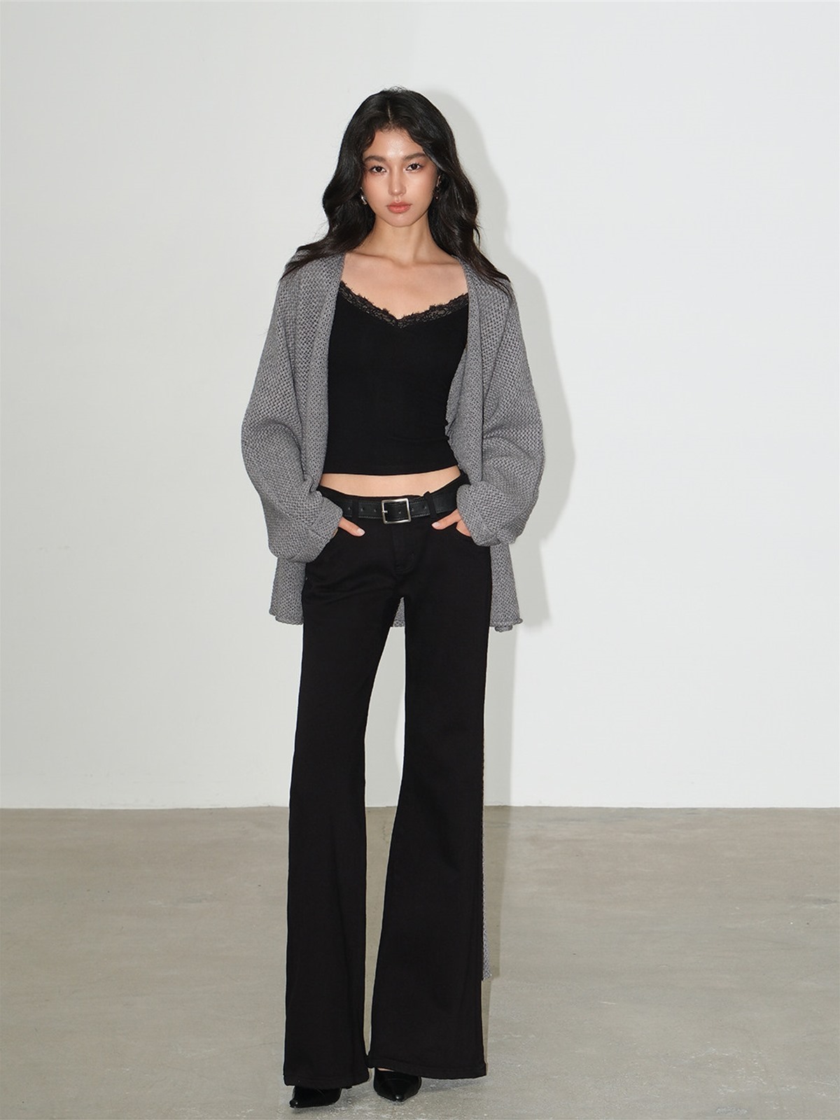 Leontine Belted Longline Knit Cardigan