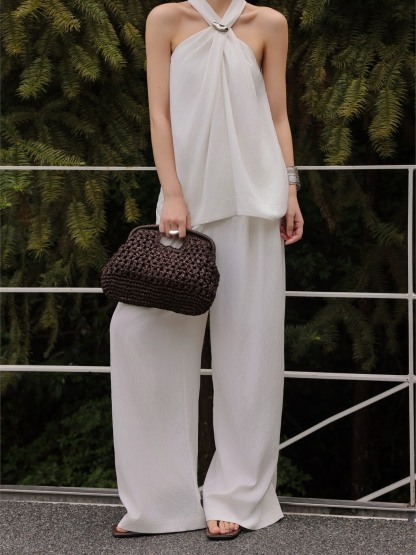 Helena Satin Cowl-Neck Top & Wide-Leg Pants (Sold Separately)