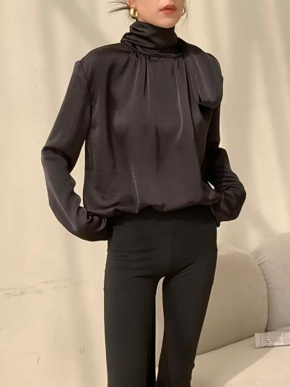 Yvette High Neck Tie Up Shirt