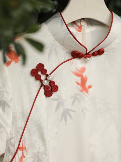 Yun Ce Koi Print Short Sleeve Cheongsam