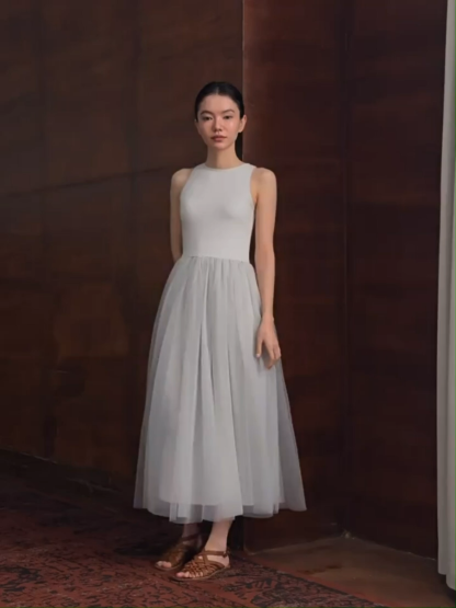 Harriet Knit-Mesh Panel Dress