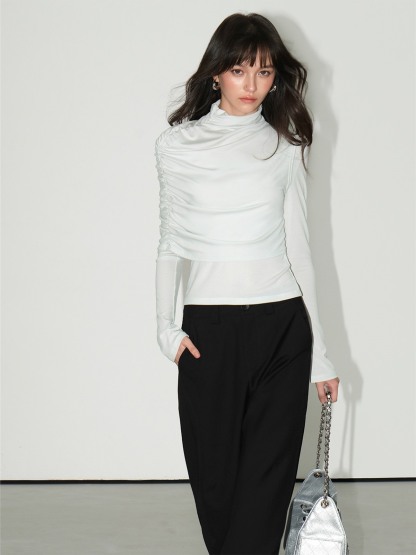 Leonora Ruched Turtleneck Layered Top