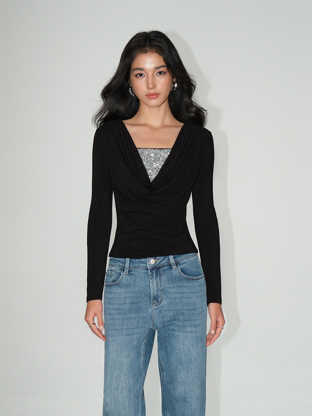 Lunara Sequin Camisole & Ruched Wrap Top