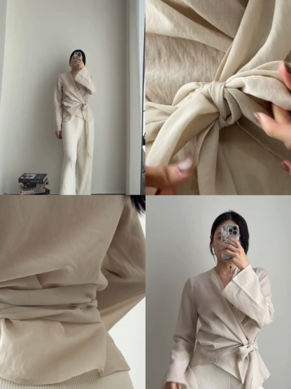 Koral Trumpet Sleeve Front Wrap Top