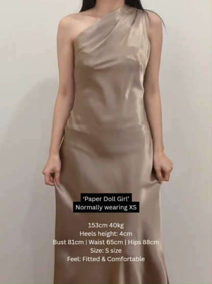 Margot Single Shoulder Satin Dress
