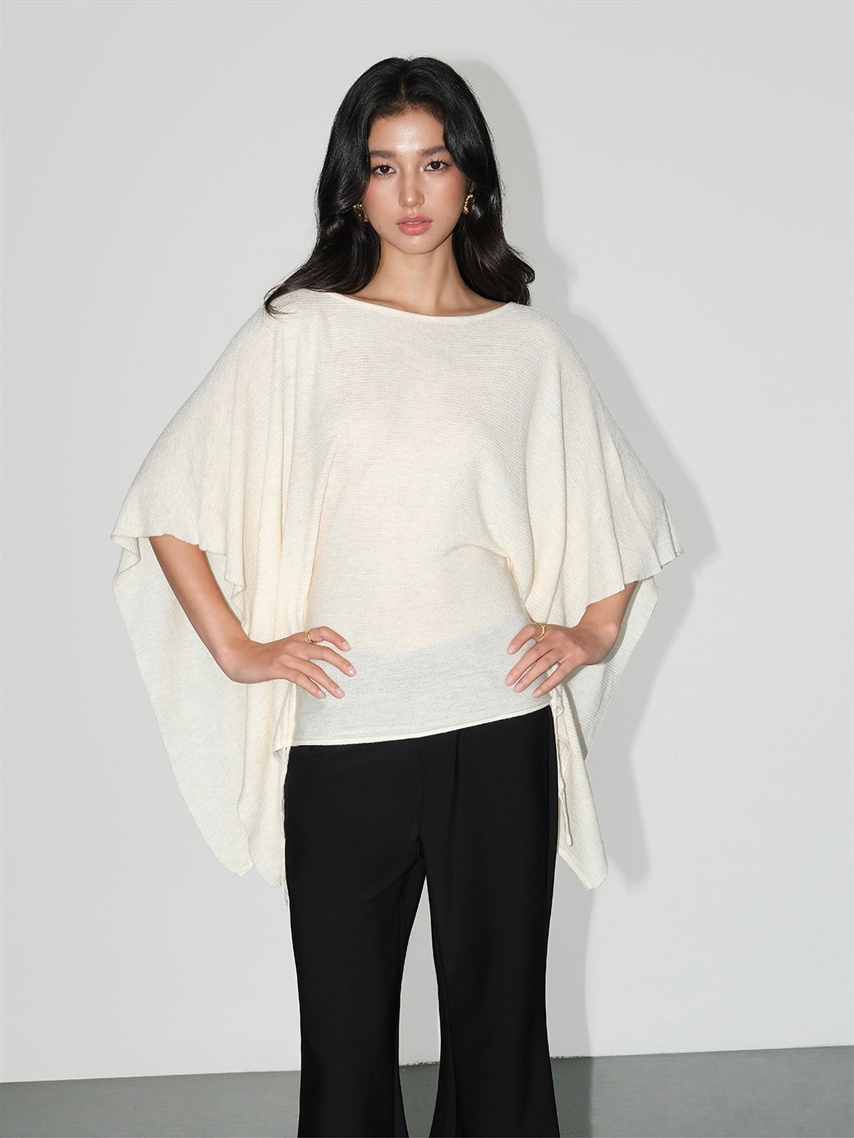 Lysette One-Shoulder Batwing Knit Top