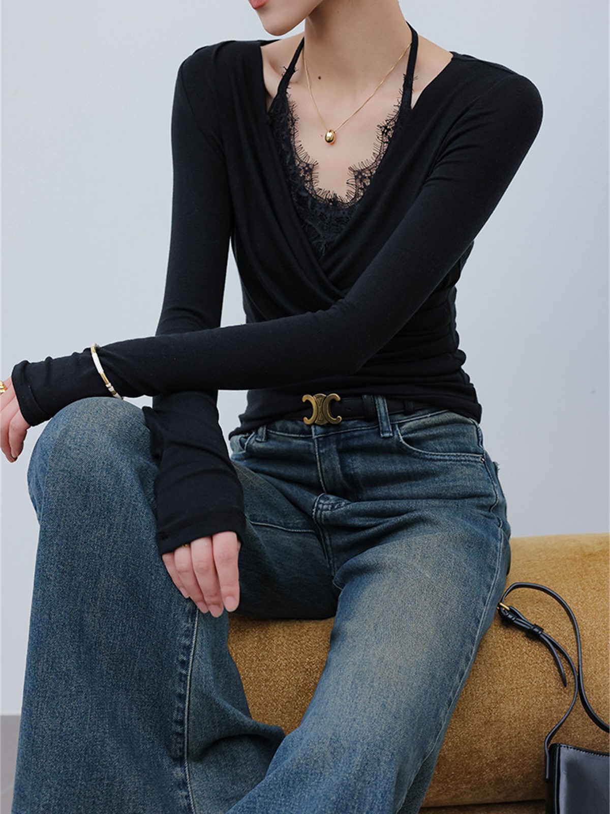 Hollis Two-Piece Lacey Long-Sleeve Top
