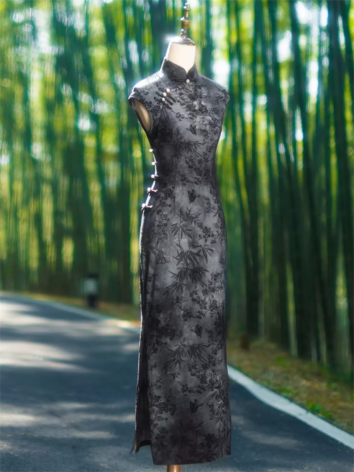 Ya Cai Floral Jacquard Cap Sleeve Cheongsam
