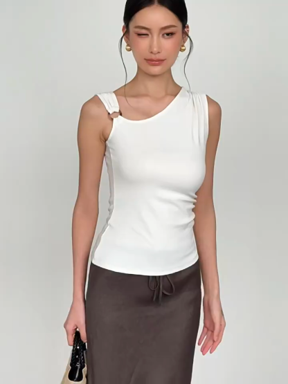 Rowan Asymmetric Neckline Hoop Detail Top