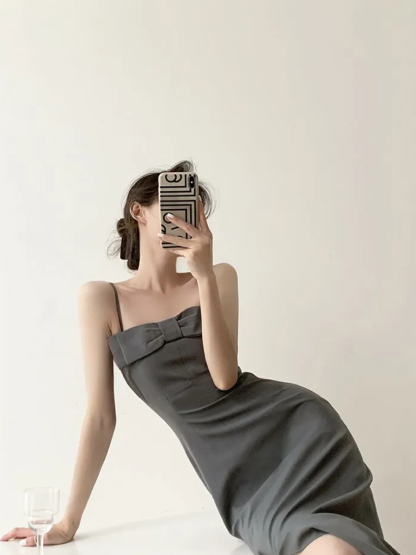 Ethel Bow Front Cami Dress-The Black Bow-