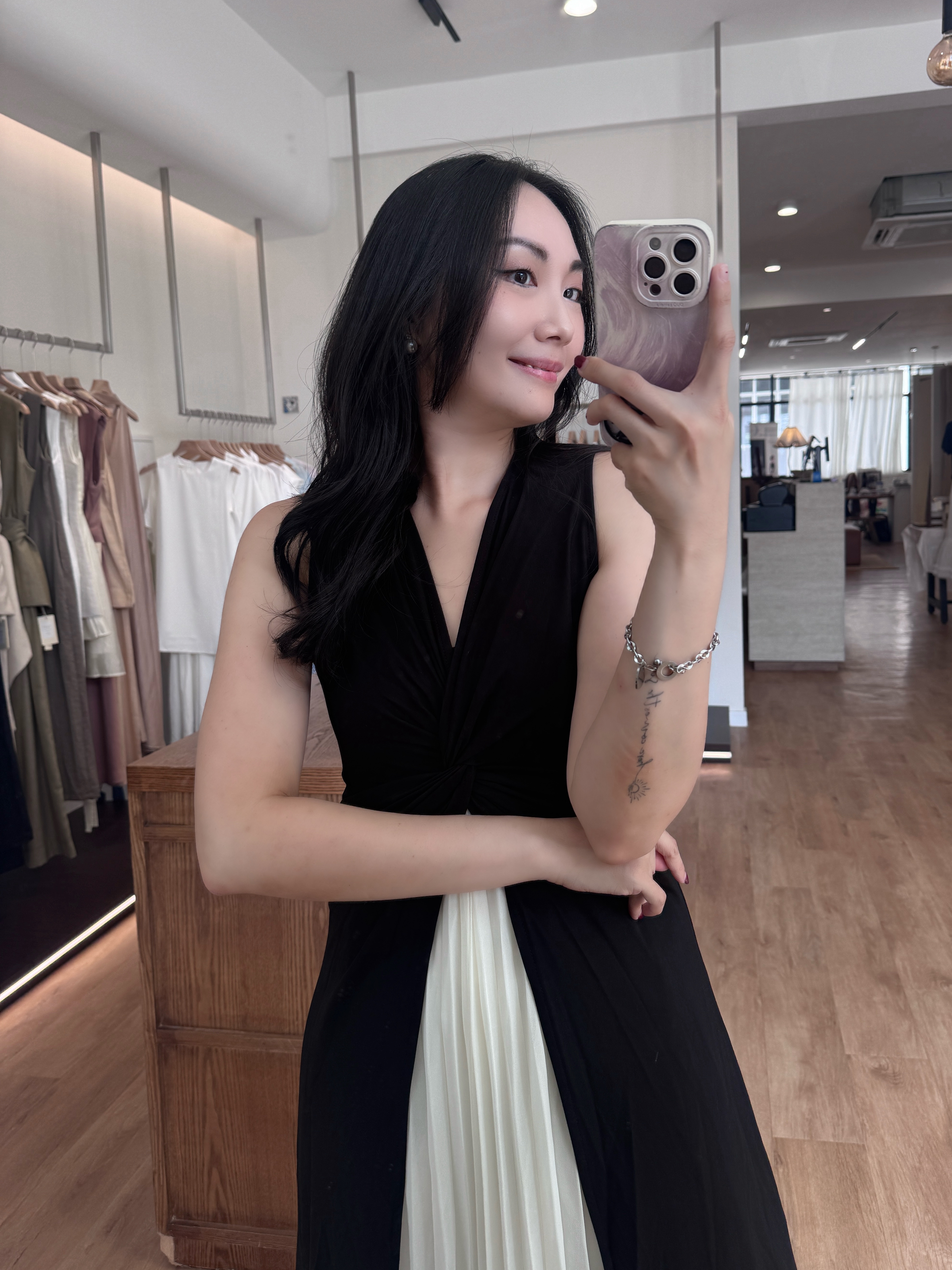 Channy Two-Piece Front Twist Color Block Maxi Dress