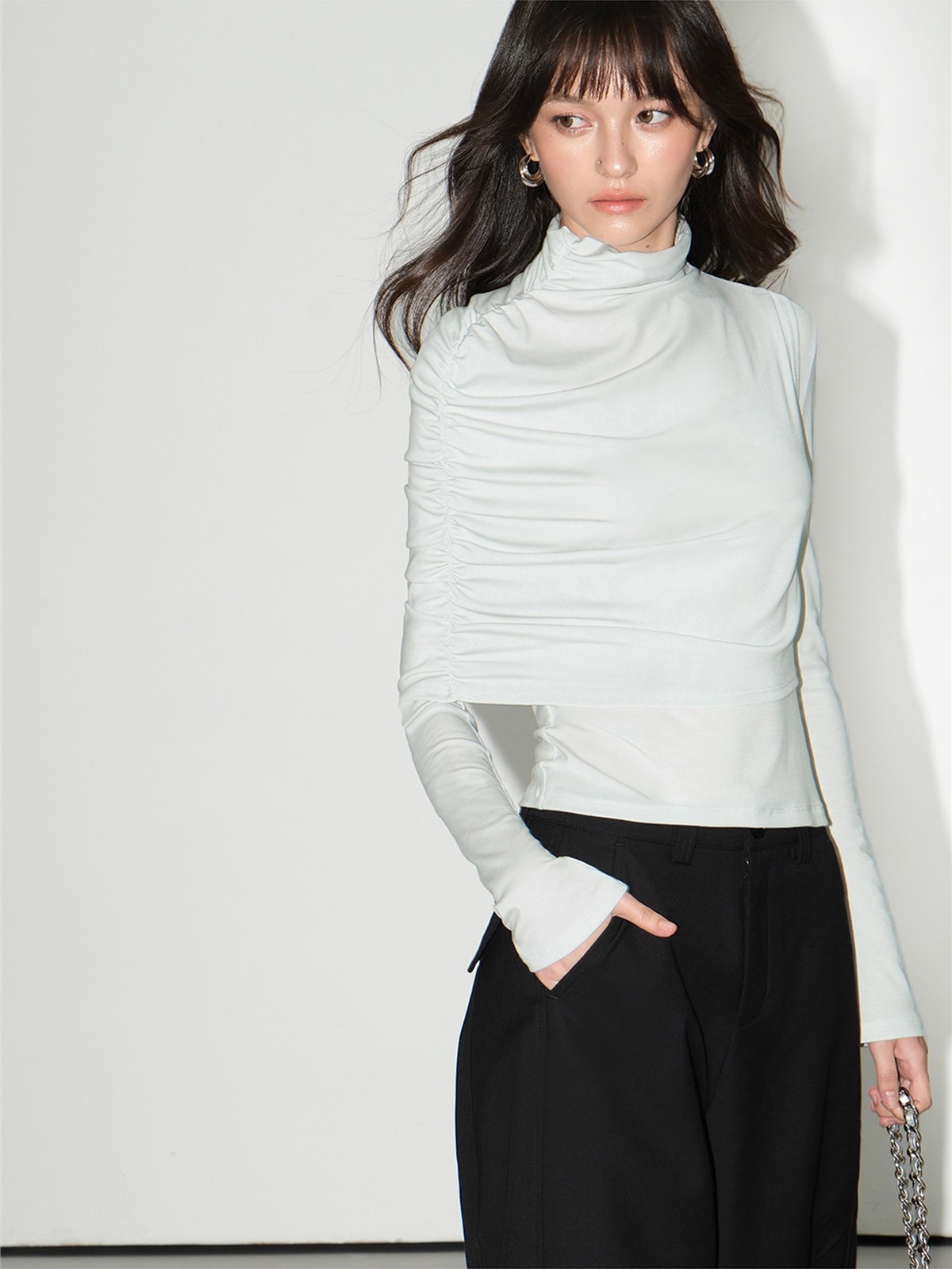 Leonora Ruched Turtleneck Layered Top