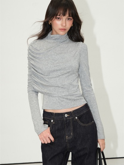 Leonora Ruched Turtleneck Layered Top