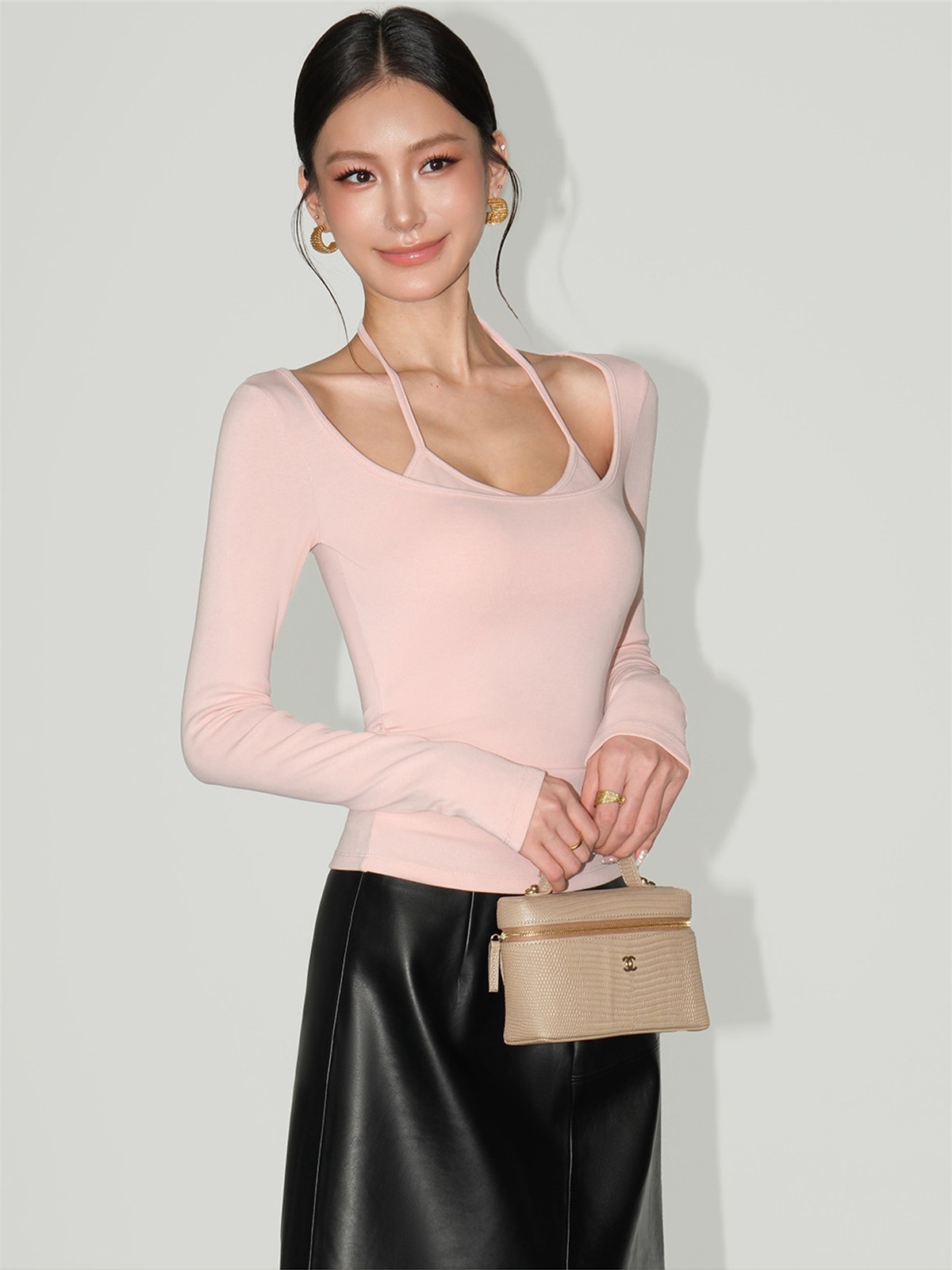 Lucinda Binding-Strap Scoop-Neck Top