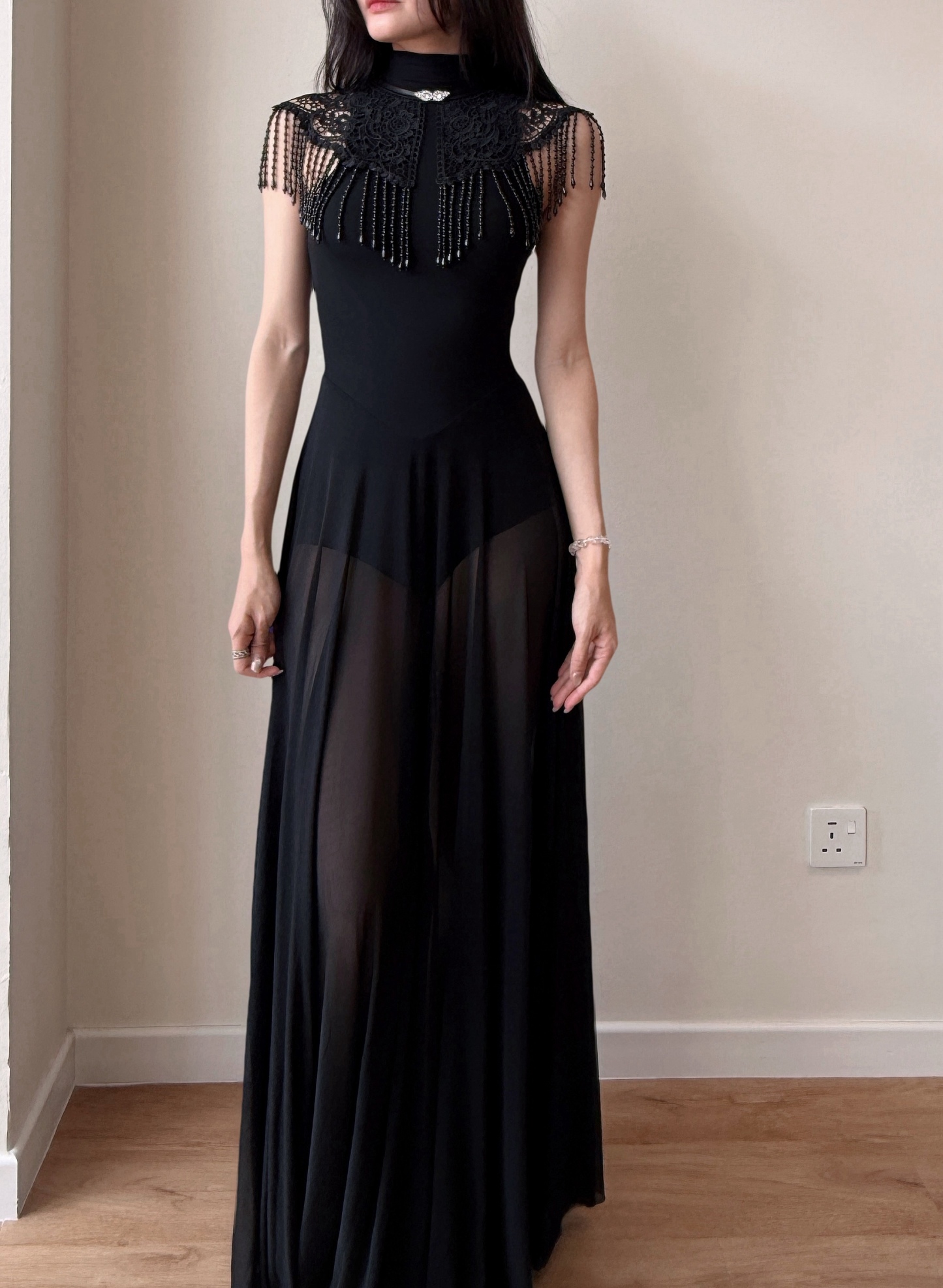 Dracula Bodycon Sheer Maxi Dress