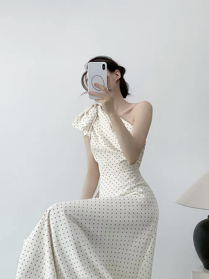 Katry Bow Shoulder A-Line Dress