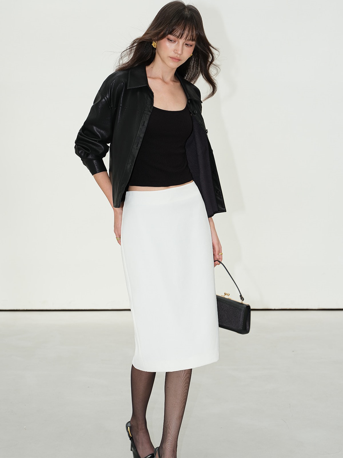 Julie Wrap Front Slit Midi Skirt