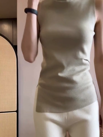 Elle High Neck Sleeveless Knit Top