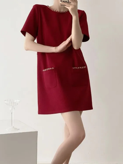 Leticia Metal Chain Shift Dress-The Black Bow-