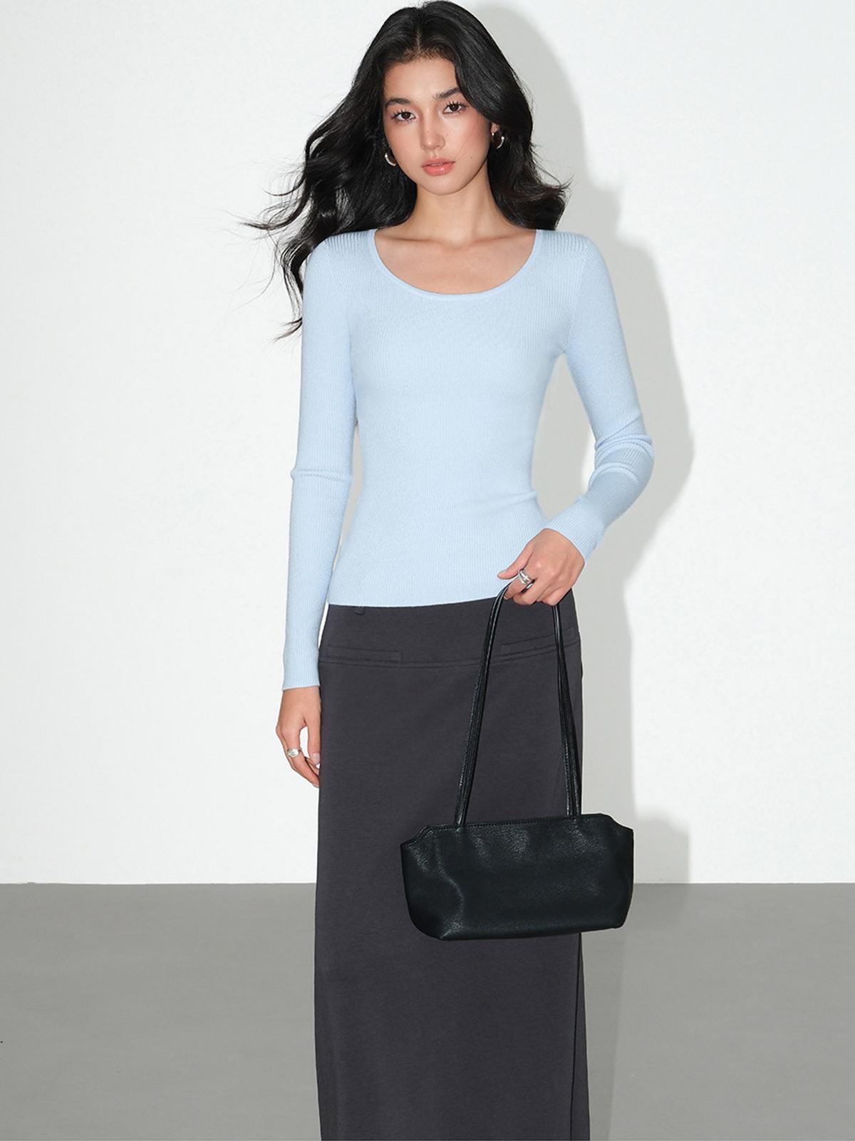 Joelle Straight Cut Back Slit Midi Skirt