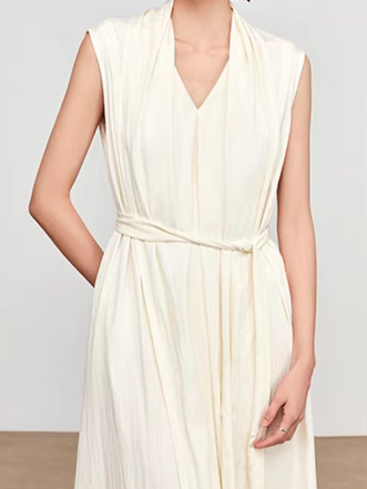 Kenza Tie Up Shawl Collar Dress with Inner Dress-The Black Bow-