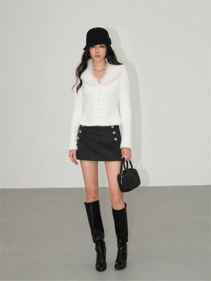Joyce Asymmetric Metal Button Mini Skort