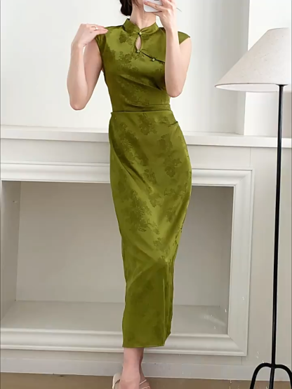 Han An Sleeveless Floral Cheongsam