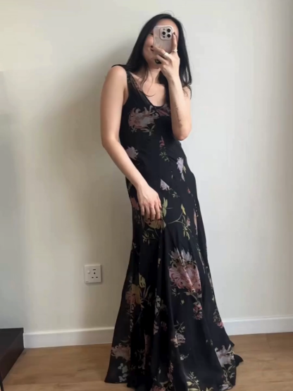 Lena U-Neck Floral Printing Maxi Dress