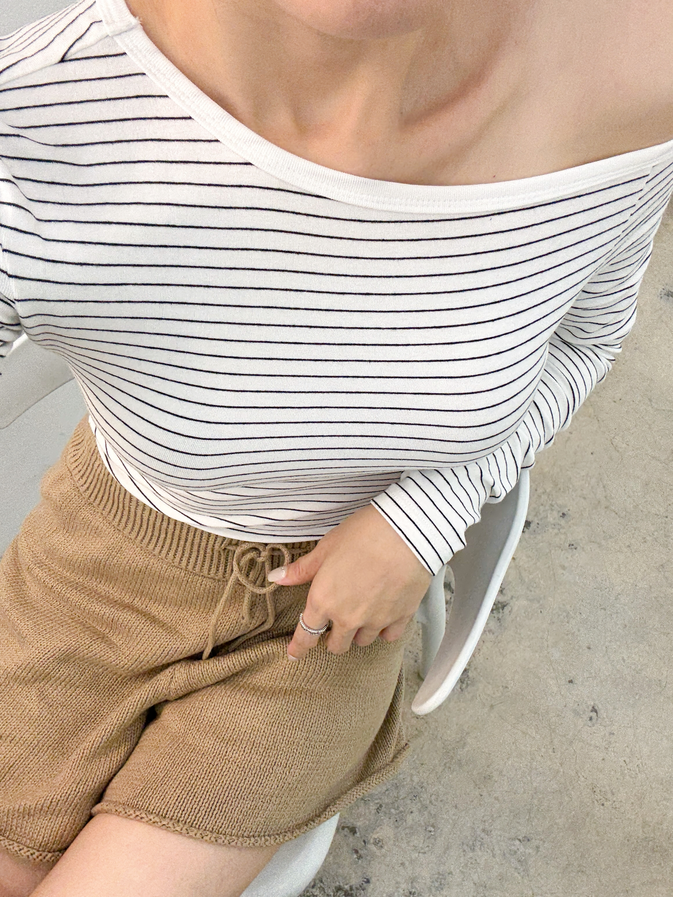 Fatyn One Shoulder Stripe Top