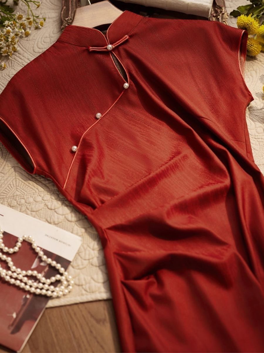 Yun Ao Draped Cap Sleeve Cheongsam