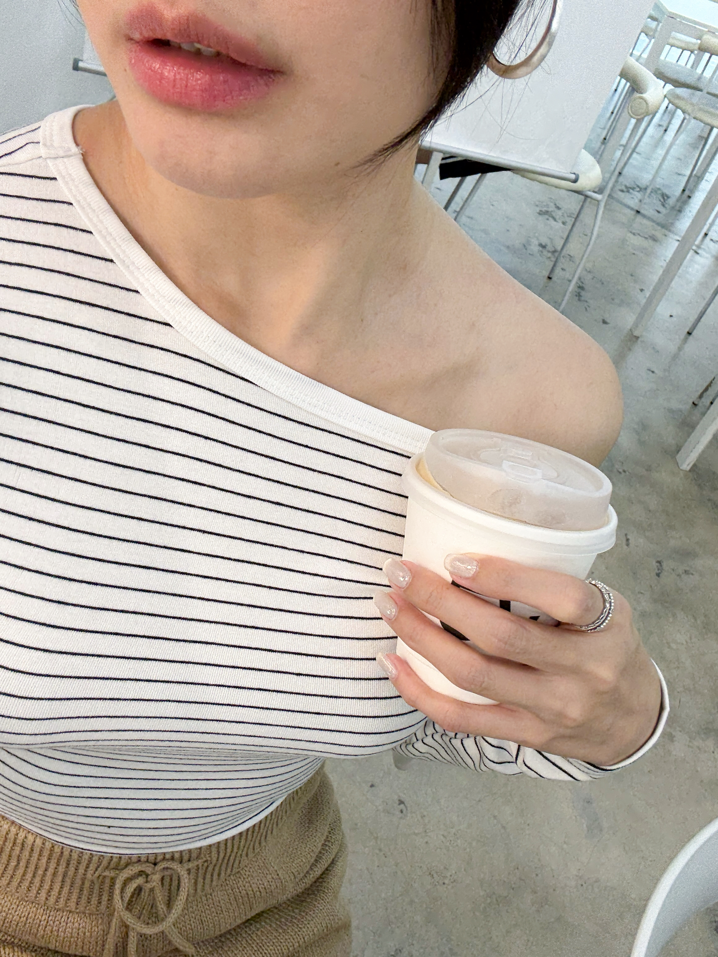 Fatyn One Shoulder Stripe Top