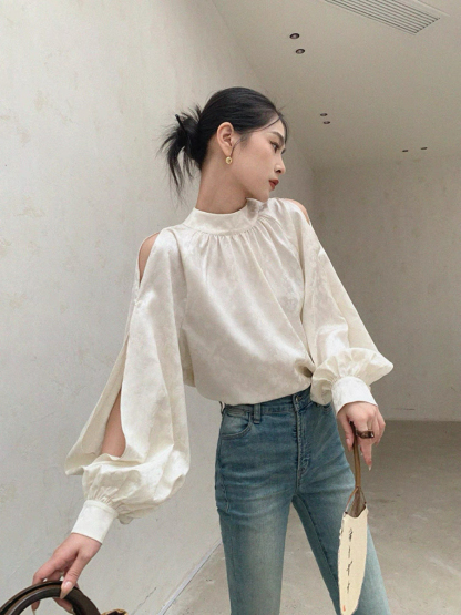 Xin Fei Cold Shoulder Oriental Top