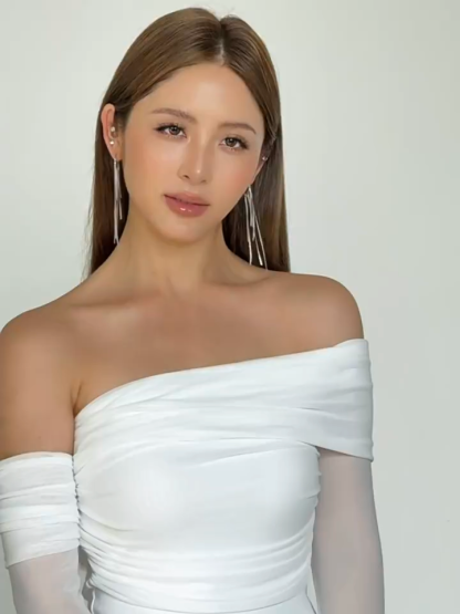 Fyrah Asymmetric Mesh Sleeve Top