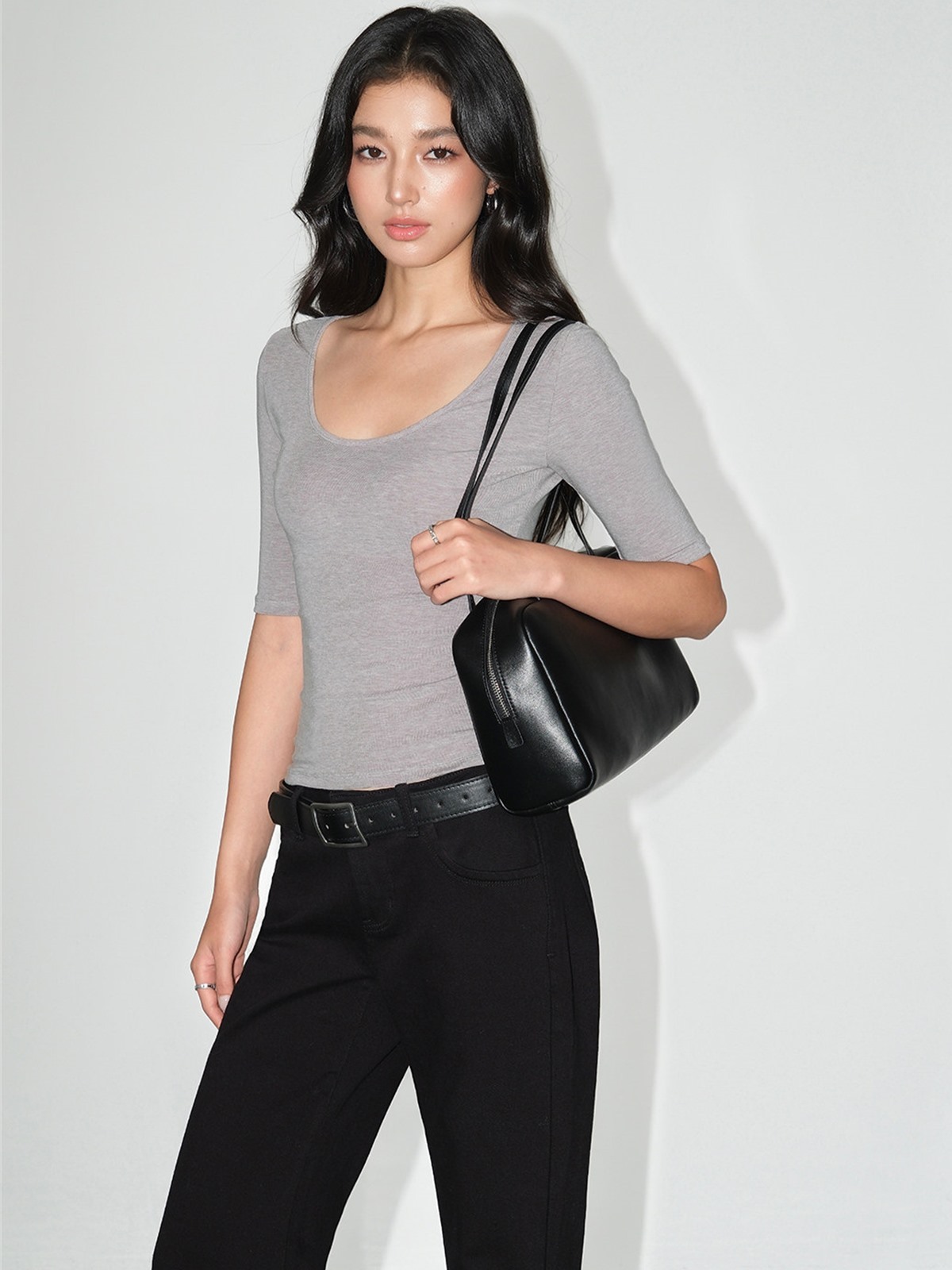 Liesel Scoop-Neck Elbow-Sleeve Top