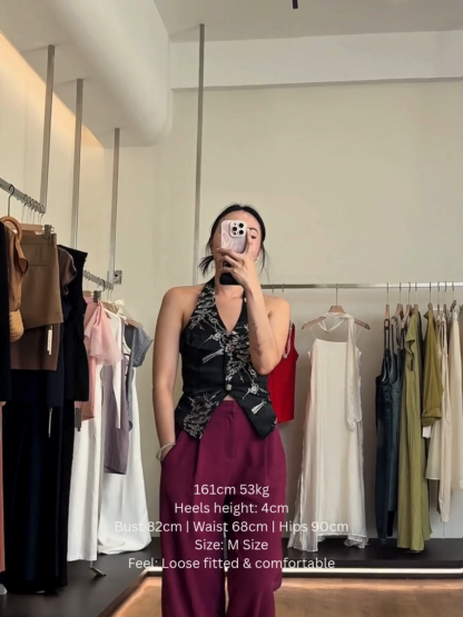 Shuang Mei Halter Neck Oriental Top