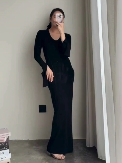  Zaaya Two Way Round Neck/ High Neck Padded Knit Dress