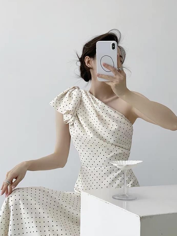 Katry Bow Shoulder A-Line Dress
