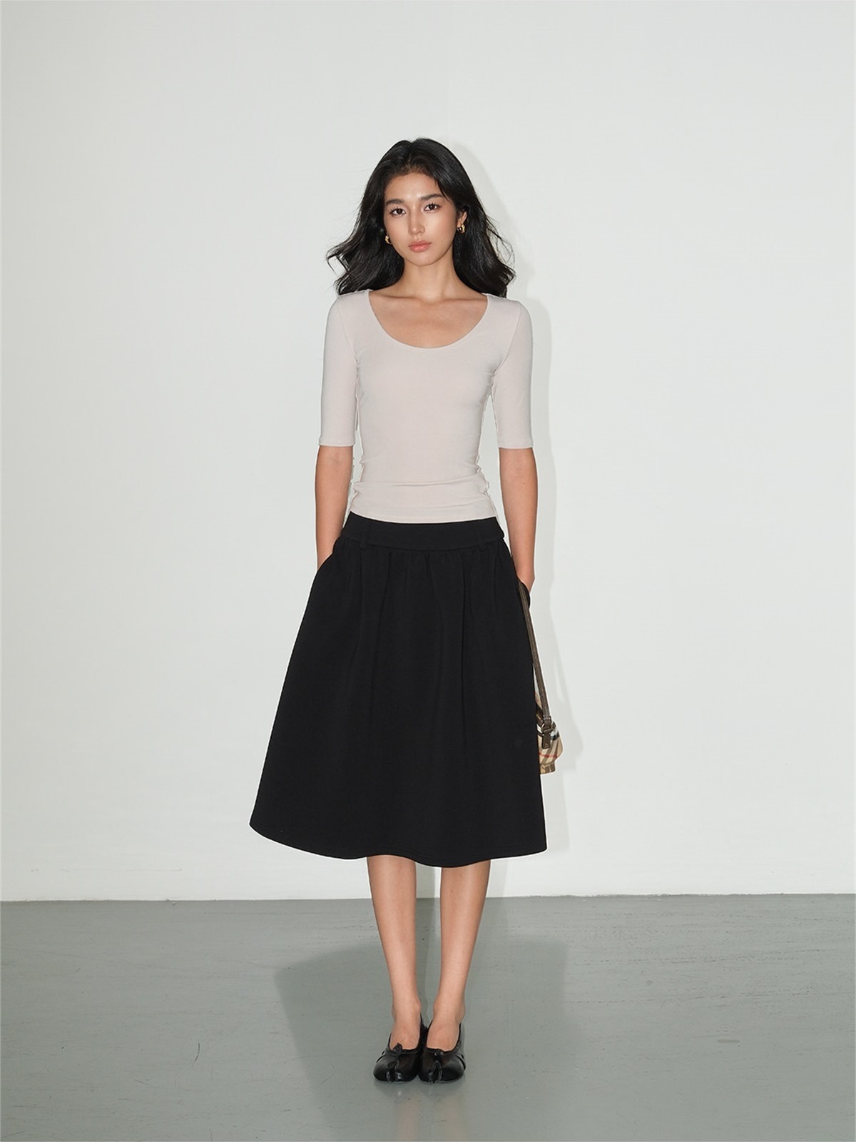 Liesel Scoop-Neck Elbow-Sleeve Top