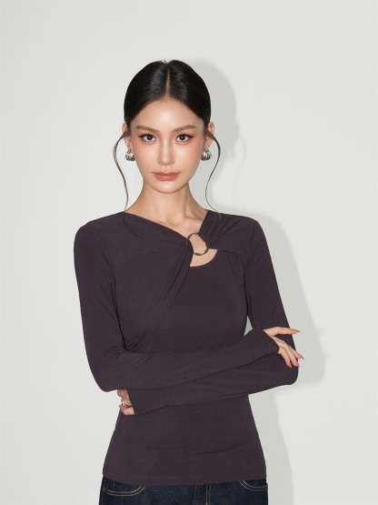 Lisette Ring-Detail Asymmetric Top