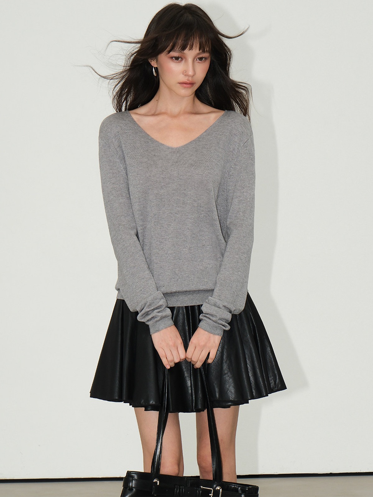 Juliet Pleated Faux Leather Mini Skirt