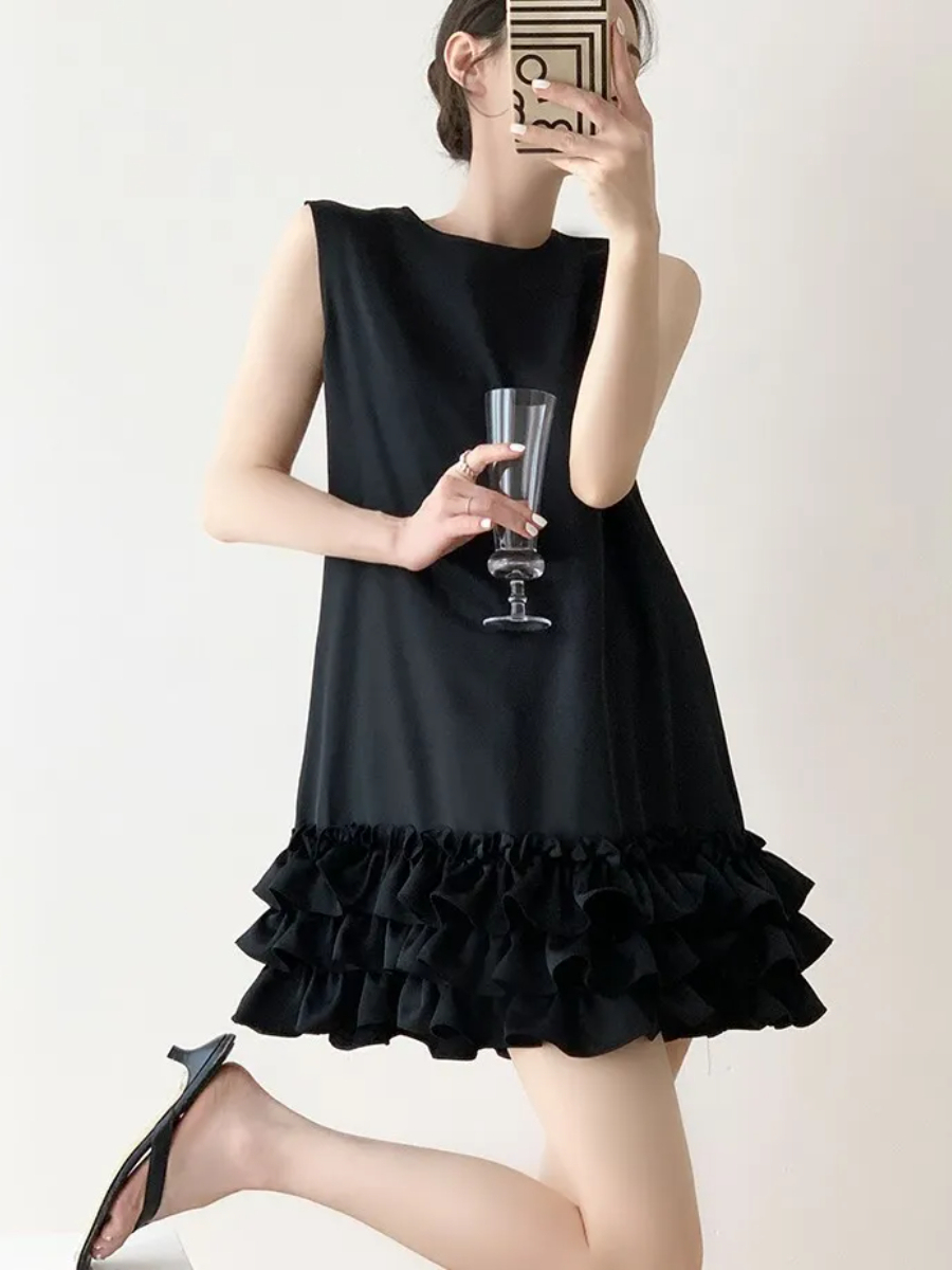 Landye Layered Trim Shift Dress-The Black Bow-