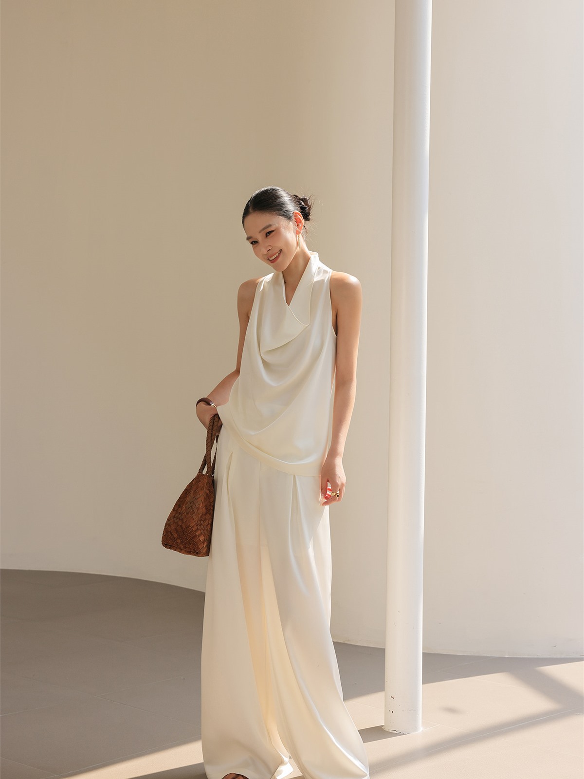 Helos Draped Sleeveless Top & Wide-Leg Pants (Sold Separately)